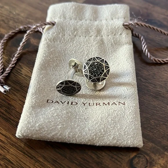 David Yurman Pavé Cufflinks with Black Diamonds sterling silver - Picture 2 of 8